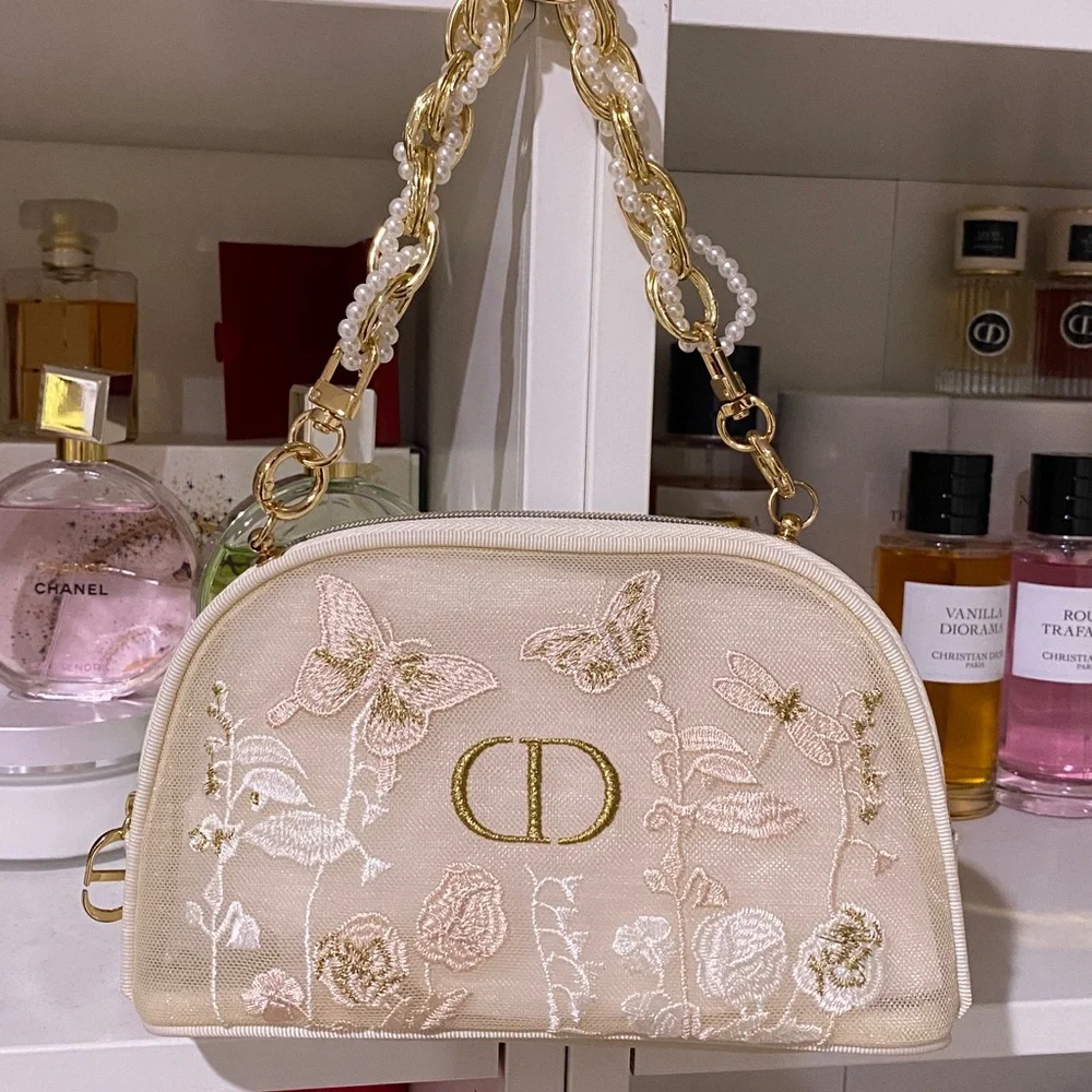 Dior Beauty Embroidered Cream Handbag